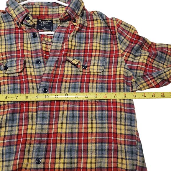 ABERCROMBIE & FITCH Men's Red Plaid Flannel shirt Small - Picture 4 of 6